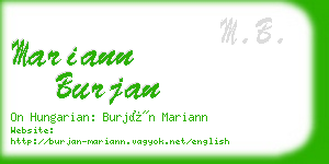 mariann burjan business card